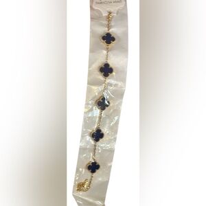 NIP stainless steel navy blue clover bracelet. Retail $30.00